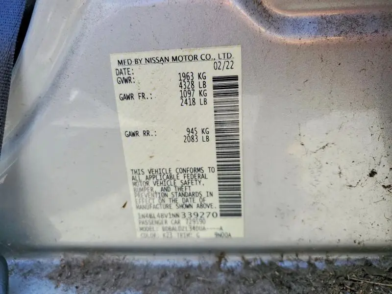 2022 NISSAN ALTIMA S  