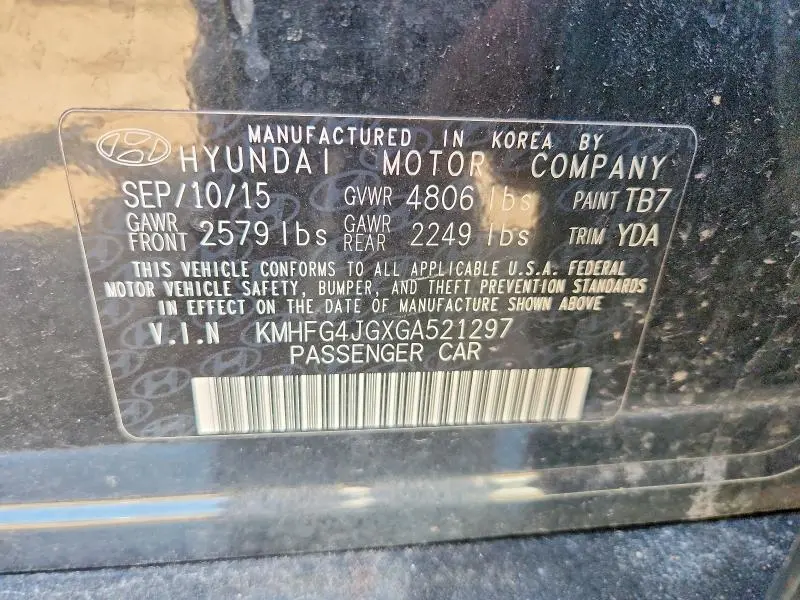 2016 HYUNDAI AZERA BASE  