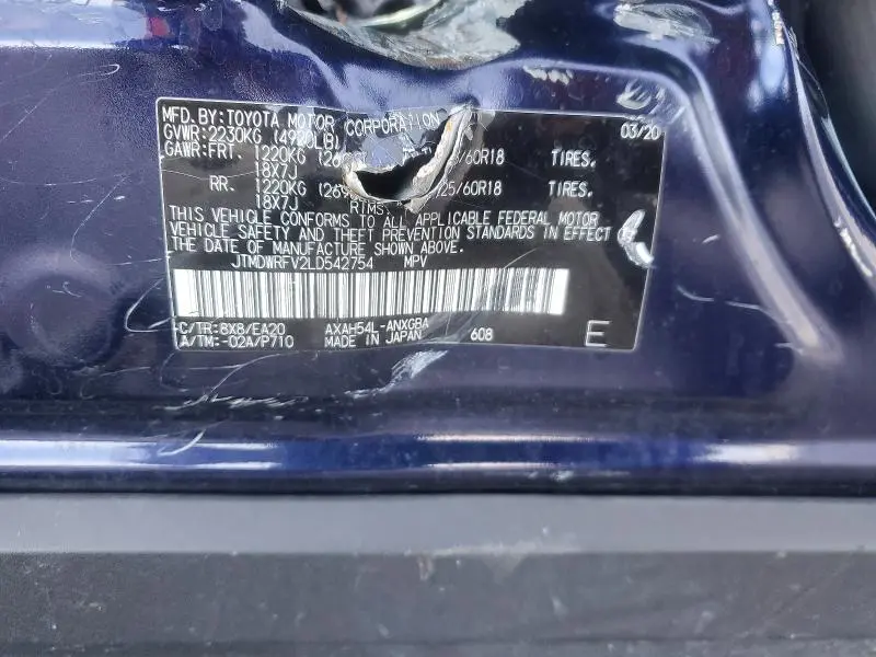 2020 TOYOTA RAV4 LIMITED  