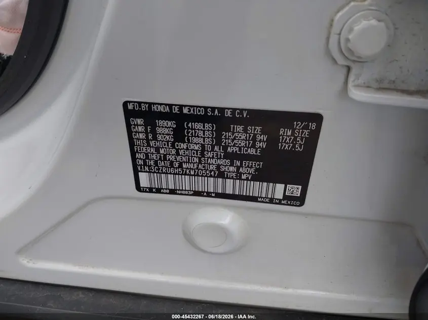 2019 HONDA HR-V EX