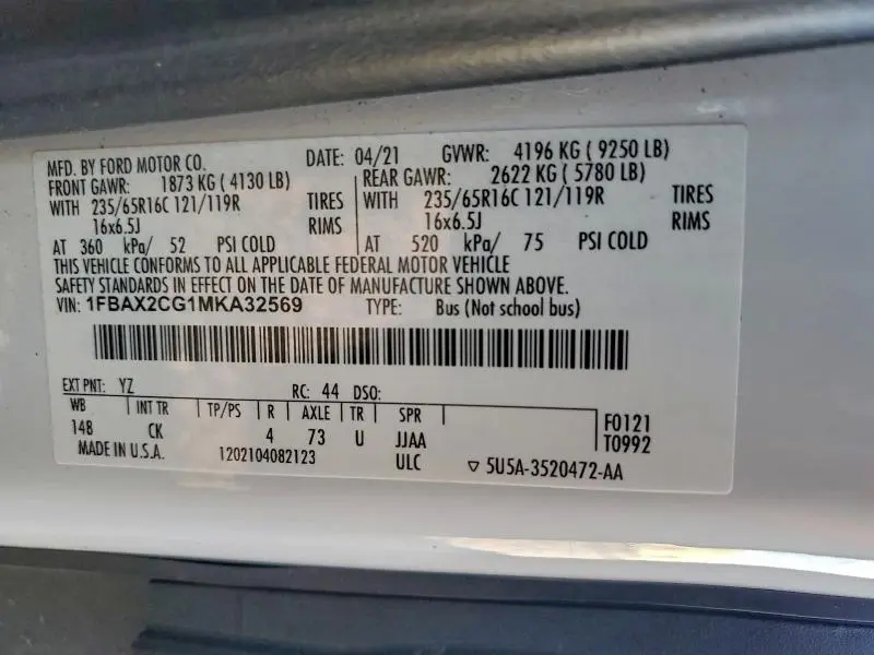 2021 FORD TRANSIT T-350  