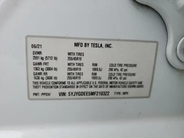 2021 TESLA MODEL Y   