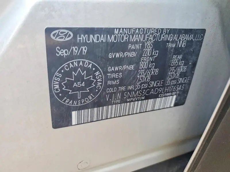2020 HYUNDAI SANTA FE SEL  