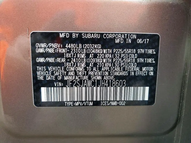 2018 SUBARU FORESTER 2.5I TOURING  