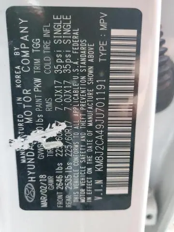 2018 HYUNDAI TUCSON SE  