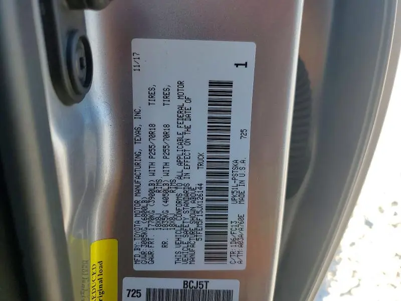 2018 TOYOTA TUNDRA SR5  