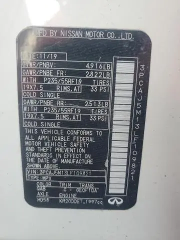 2020 INFINITI QX50 PURE  