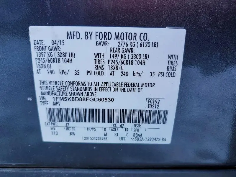 2015 FORD EXPLORER XLT  