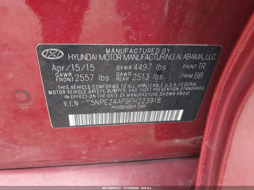 2015 HYUNDAI SONATA SE
