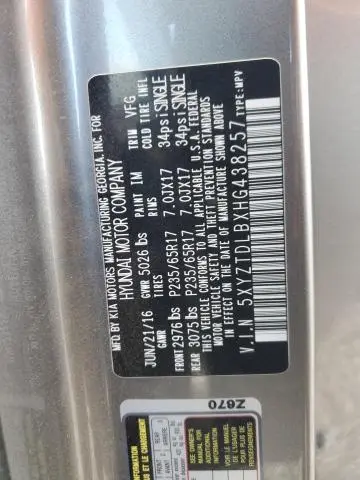 2017 HYUNDAI SANTA FE SPORT   