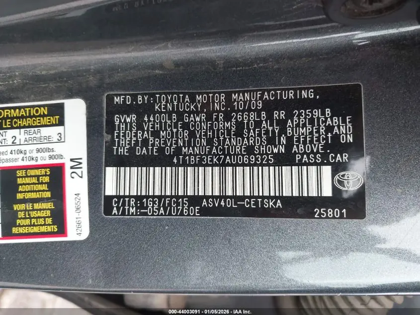 2010 TOYOTA CAMRY SE