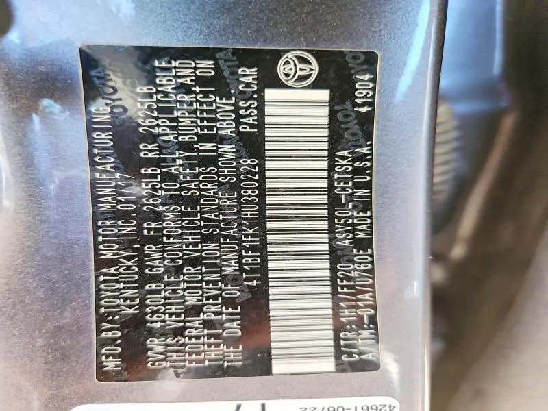 2017 TOYOTA CAMRY SE  
