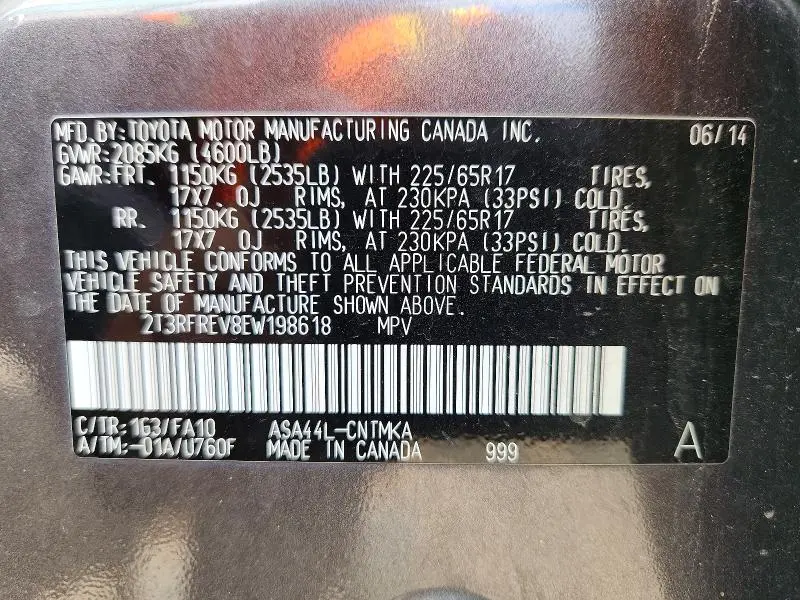 2014 TOYOTA RAV4 XLE  