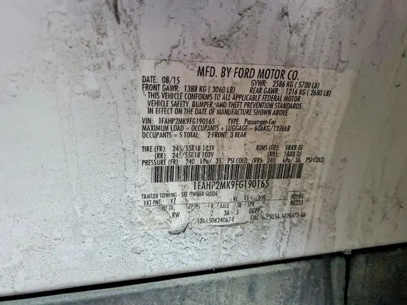 2015 FORD TAURUS POLICE INTERCEPTOR  