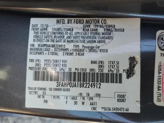 2011 FORD FUSION SEL  