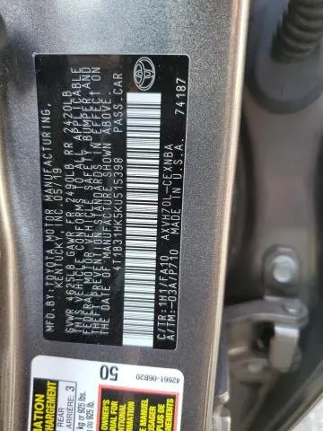 2019 TOYOTA CAMRY LE  