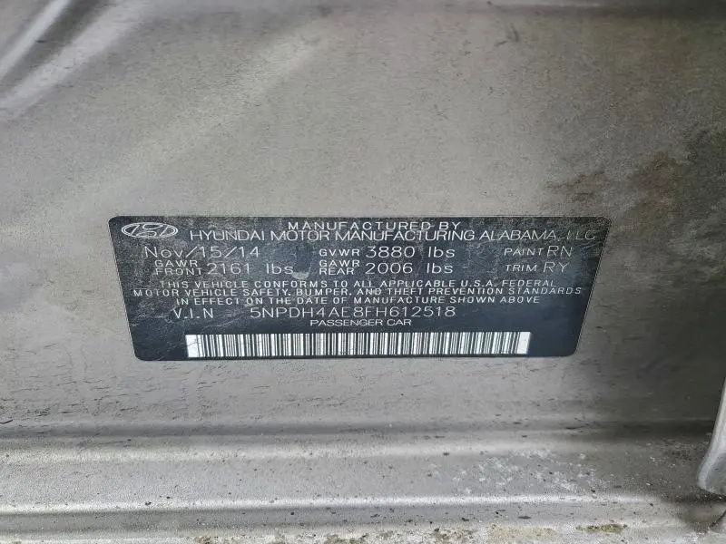 2015 HYUNDAI ELANTRA SE  