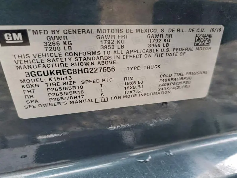 2017 CHEVROLET SILVERADO K1500 LT  