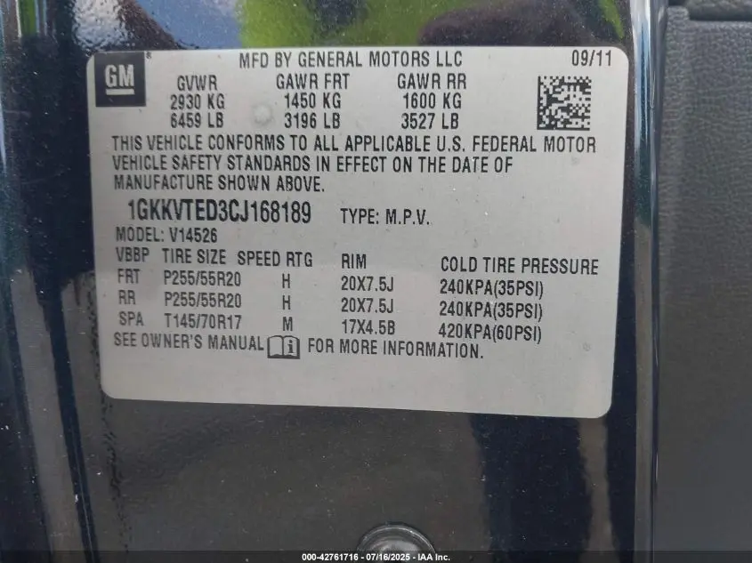 2012 GMC ACADIA DENALI