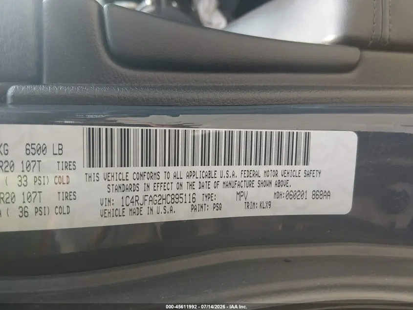 2017 JEEP GRAND CHEROKEE ALTITUDE 4X4