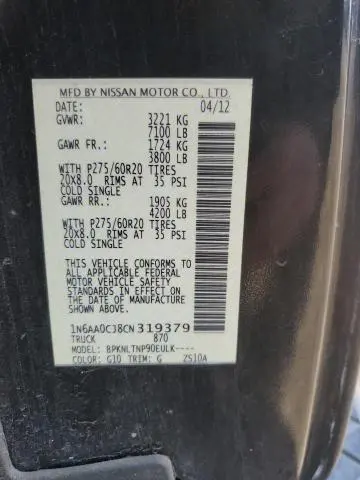 2012 NISSAN TITAN S  