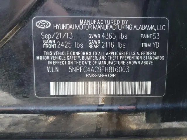 2014 HYUNDAI SONATA SE