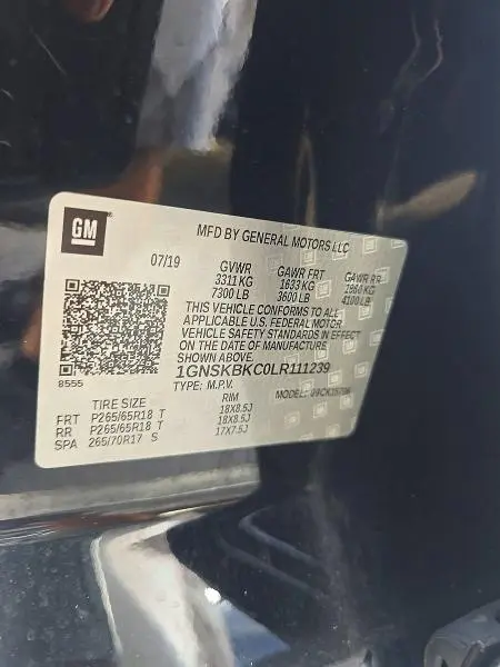 2020 CHEVROLET TAHOE K1500 LT  