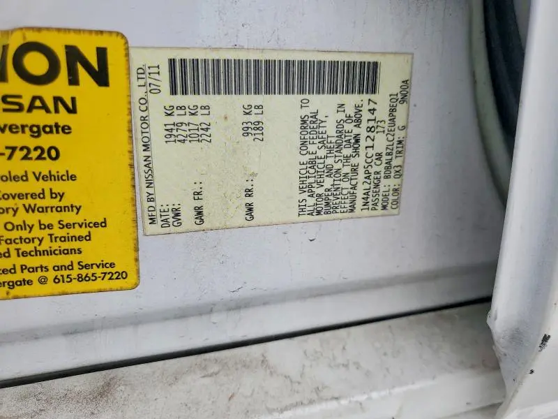 2012 NISSAN ALTIMA 2.5  