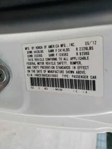 2012 HONDA ACCORD EXL  