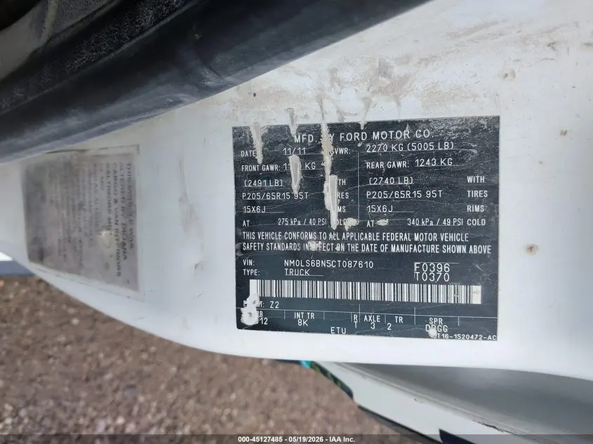 2012 FORD TRANSIT CONNECT XLT