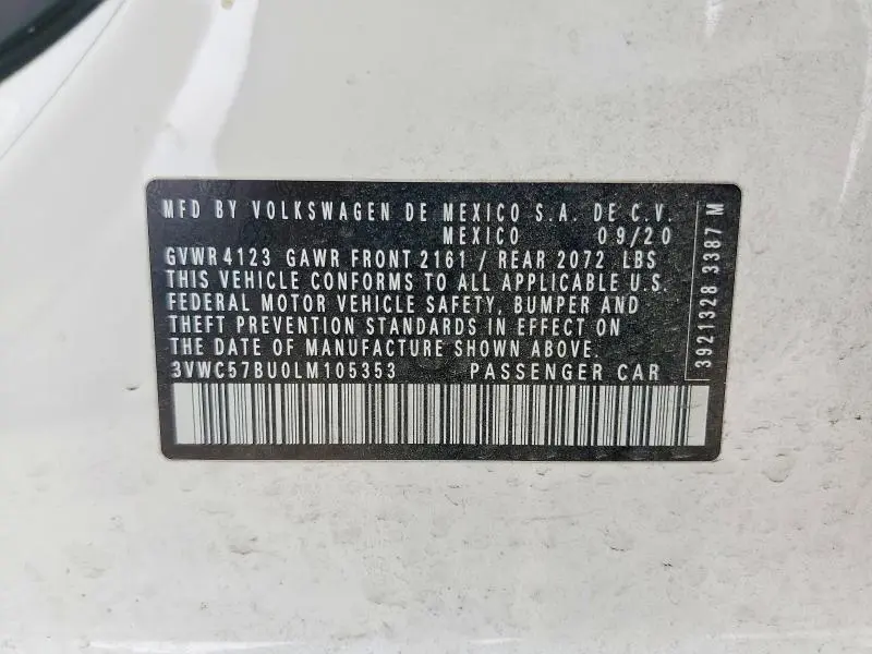 2020 VOLKSWAGEN JETTA S  