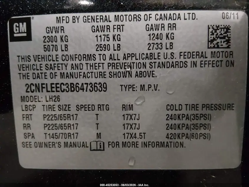 2011 CHEVROLET EQUINOX 1LT