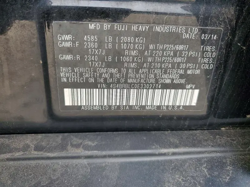 2014 SUBARU OUTBACK 2.5I LIMITED  