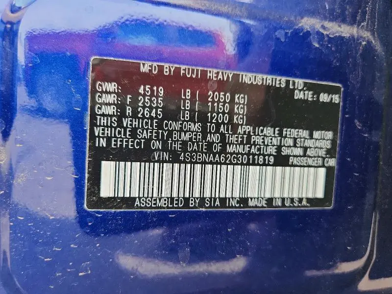 2016 SUBARU LEGACY 2.5I  