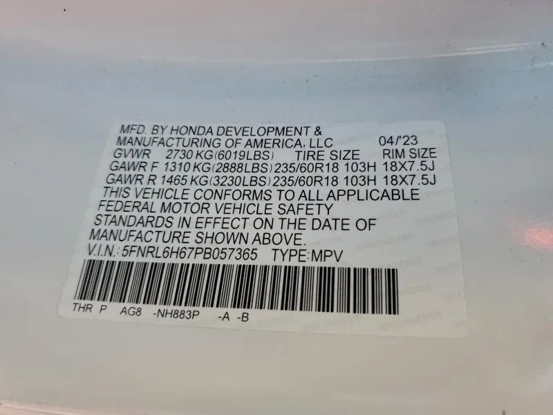 2023 HONDA ODYSSEY EXL  