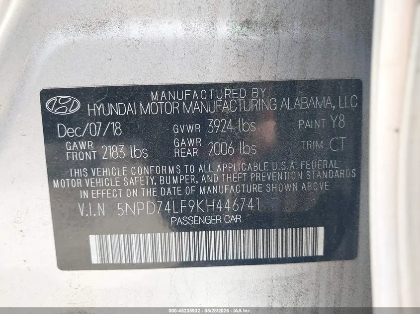 2019 HYUNDAI ELANTRA SE