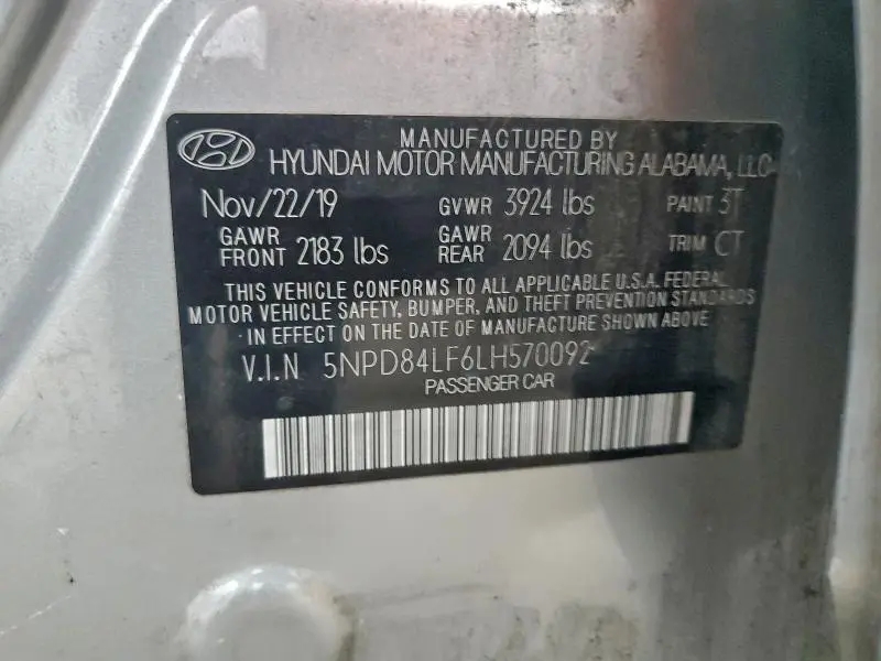 2020 HYUNDAI ELANTRA SEL  