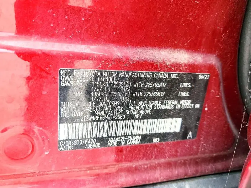 2021 TOYOTA RAV4 XLE  