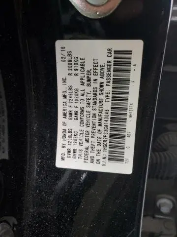 2016 HONDA ACCORD LX