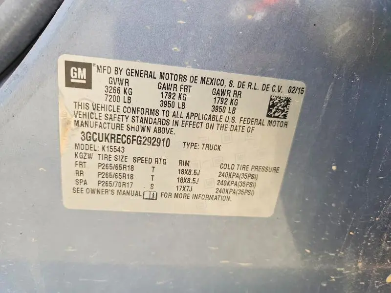 2015 CHEVROLET SILVERADO K1500 LT  