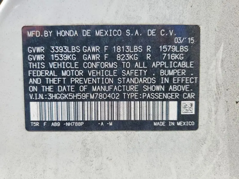 2015 HONDA FIT LX  