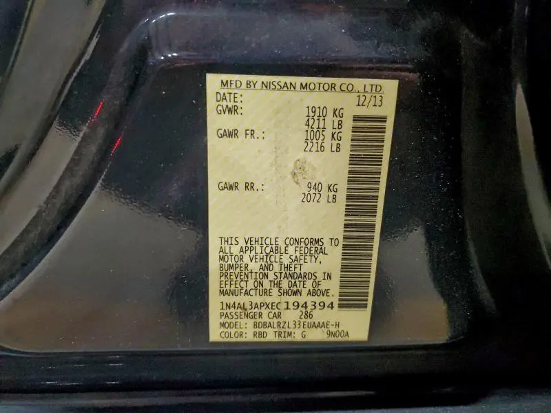 2014 NISSAN ALTIMA 2.5 S  