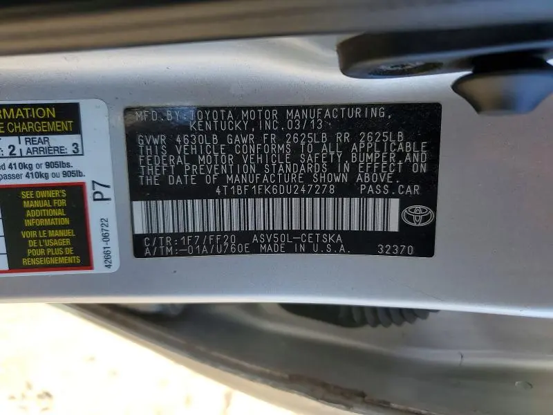 2013 TOYOTA CAMRY SE  