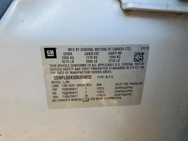 2013 CHEVROLET EQUINOX LTZ  