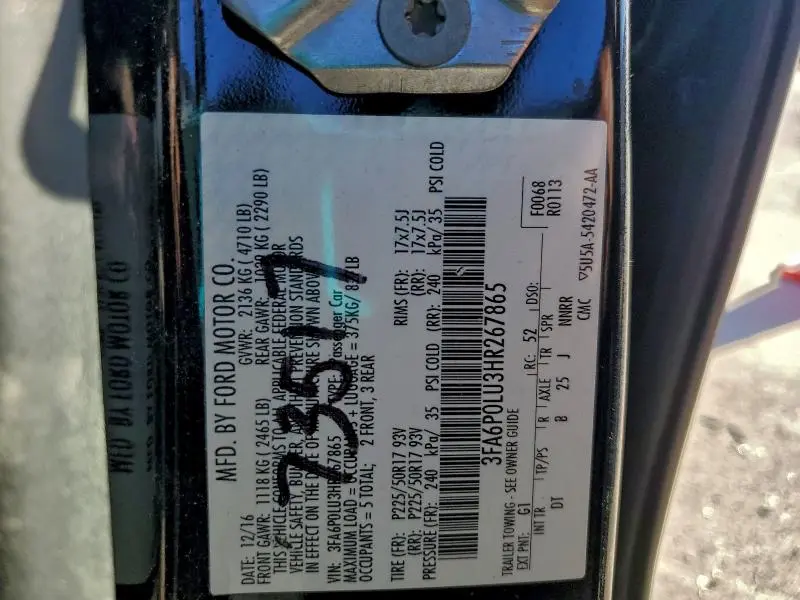 2017 FORD FUSION SE HYBRID  