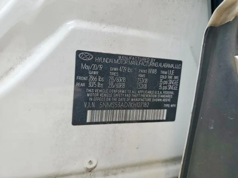 2019 HYUNDAI SANTA FE ULTIMATE 2.4L  