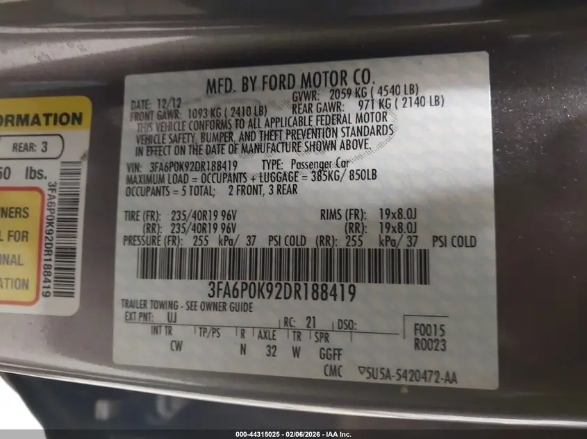 2013 FORD FUSION TITANIUM