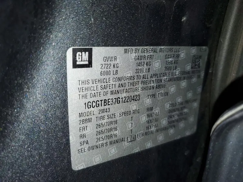 2016 CHEVROLET COLORADO   