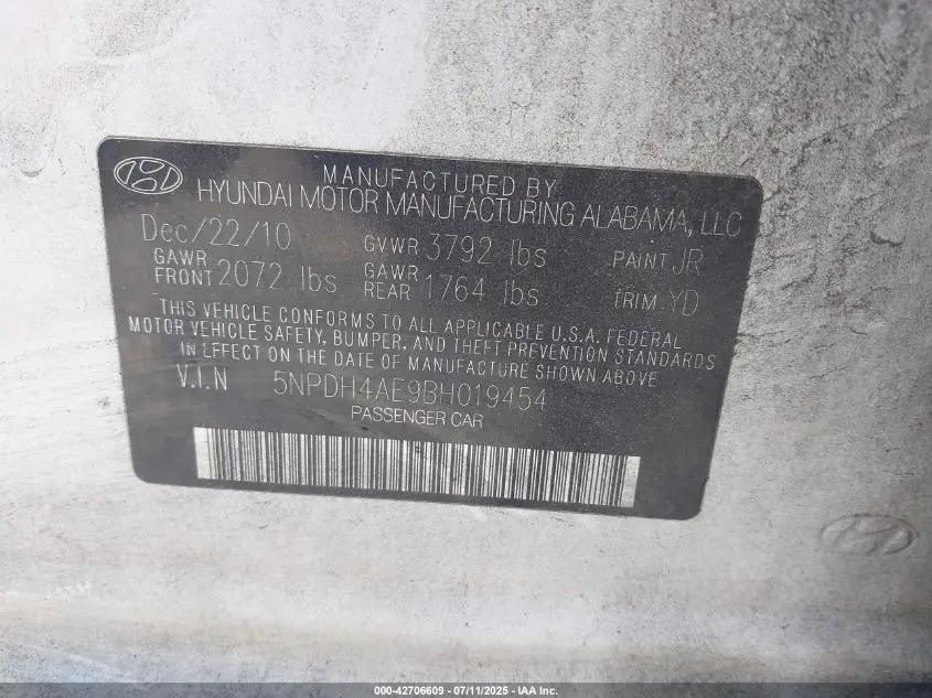 2011 HYUNDAI ELANTRA GLS
