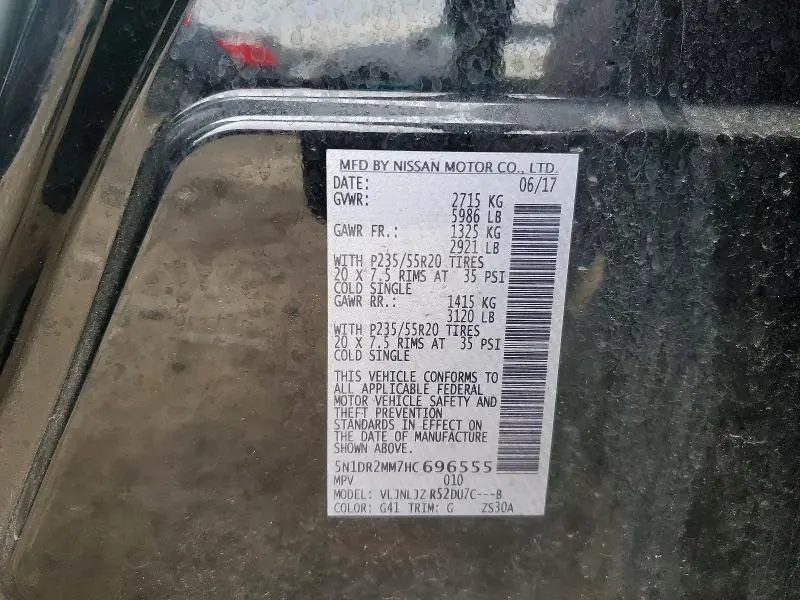 2017 NISSAN PATHFINDER PLATINUM  